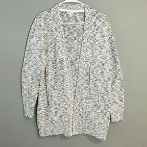 LL Bean Womens Petite L Cardigan Sweater Pink Speckled Knit Pockets‎ Outerwear